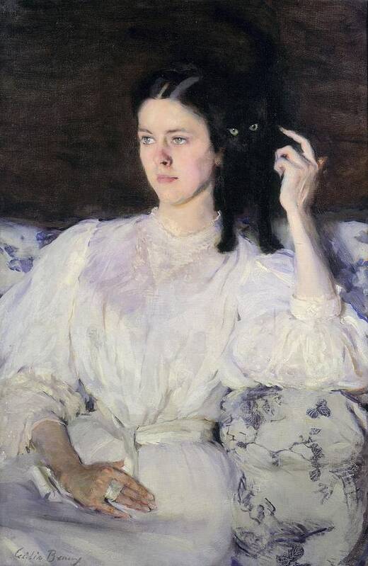 Sita And Sarita, Or Young Girl With A Cat Art Print by Cecilia Beaux