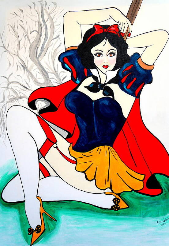 Snow White Art Print featuring the painting Snow White by Nora Shepley