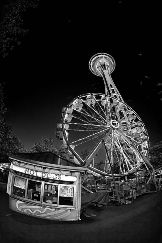 Space Needle Art Print featuring the photograph Space Needle Fights the end of the world by Scott Campbell