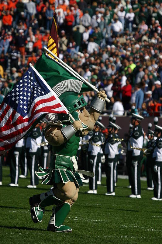 Michigan State University Art Print featuring the photograph Sparty at Football Game by John McGraw