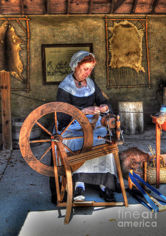 Historic Art Print featuring the photograph Spinning Yarn by Kathy Baccari