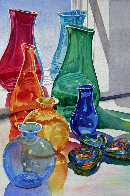 Glass Art Print featuring the painting Splendor in the Glass by Judy Mercer