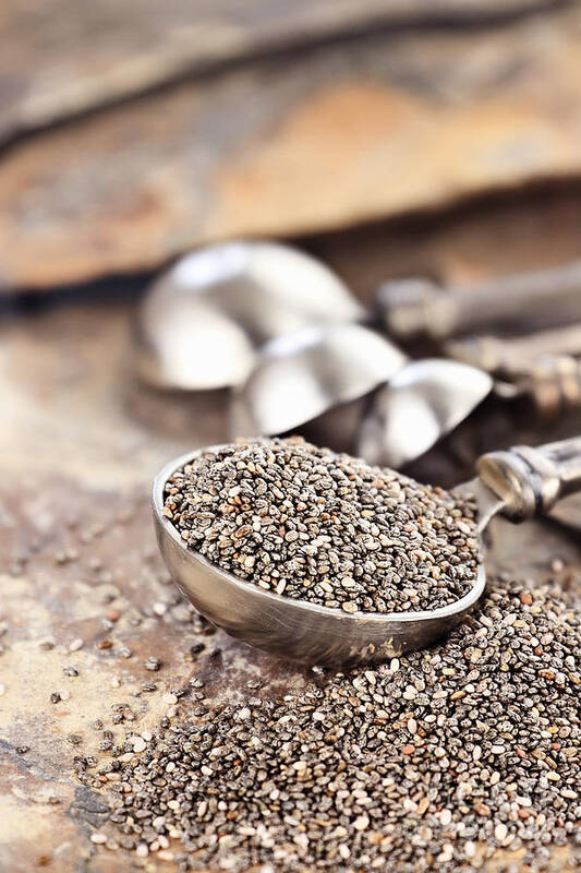 Chia Seed Art Print featuring the photograph Spoonful of Chia Seeds by Stephanie Frey