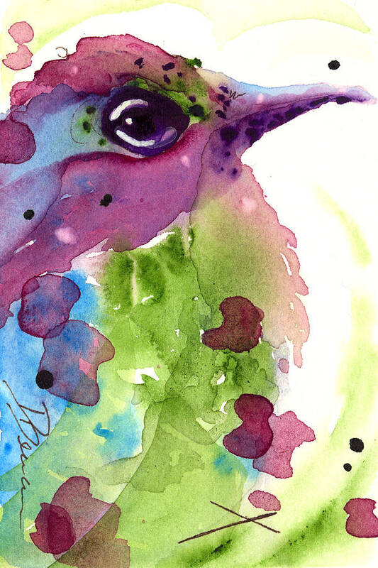 Original Watercolor Hummingbird Art Print featuring the painting Spring Dreaming by Dawn Derman