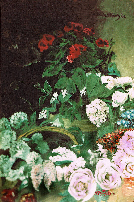 Spring Flowers Study Of Monet Art Print featuring the painting Spring Flowers Study of Monet by Seth Weaver