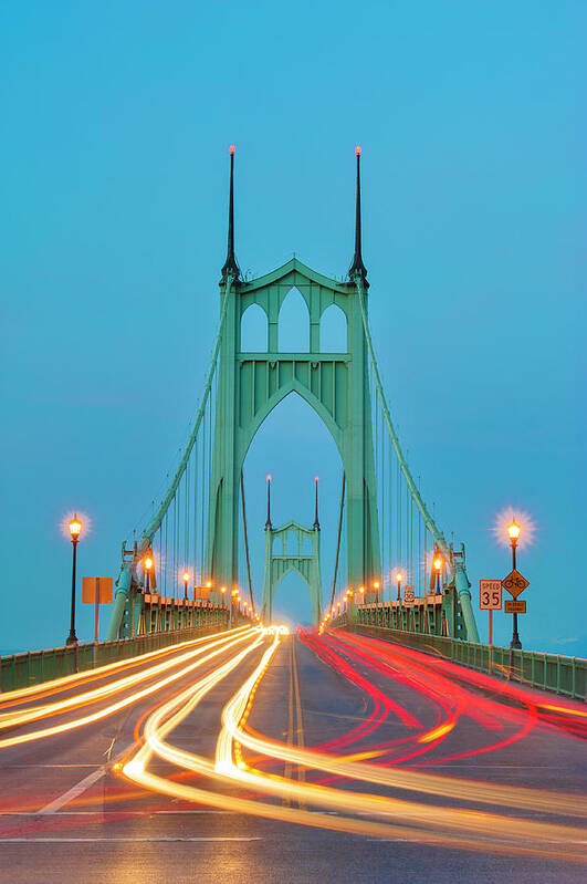Tranquility Art Print featuring the photograph St. Johns Bridge, Portland, Oregon by Terenceleezy