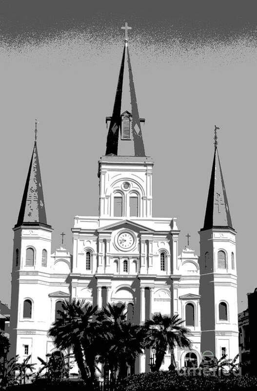 St. Louis Cathedral Art Print featuring the digital art St Louis Cathedral Poster 1 by Alys Caviness-Gober