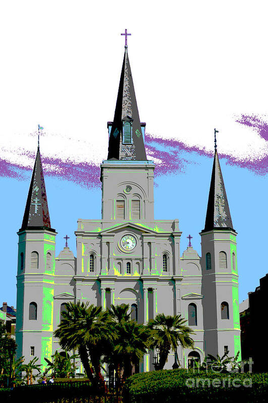 St. Louis Cathedral Art Print featuring the digital art St Louis Cathedral Poster 2 by Alys Caviness-Gober