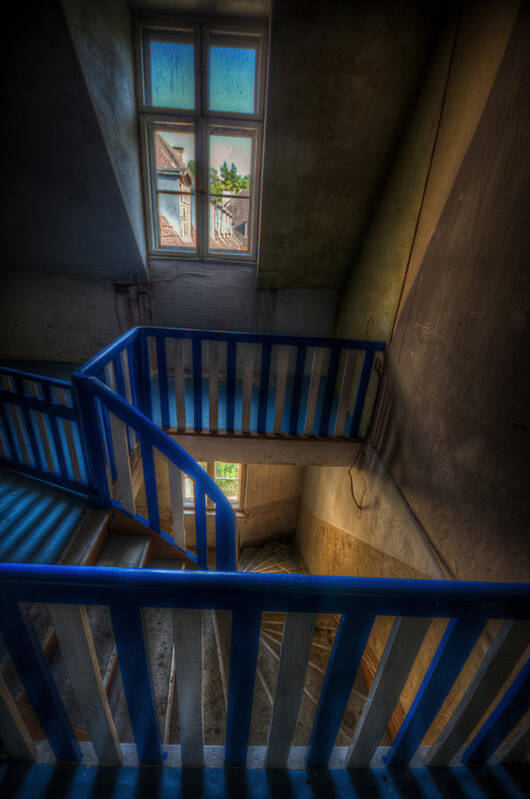 Forgotten Art Print featuring the digital art Staircase blues by Nathan Wright