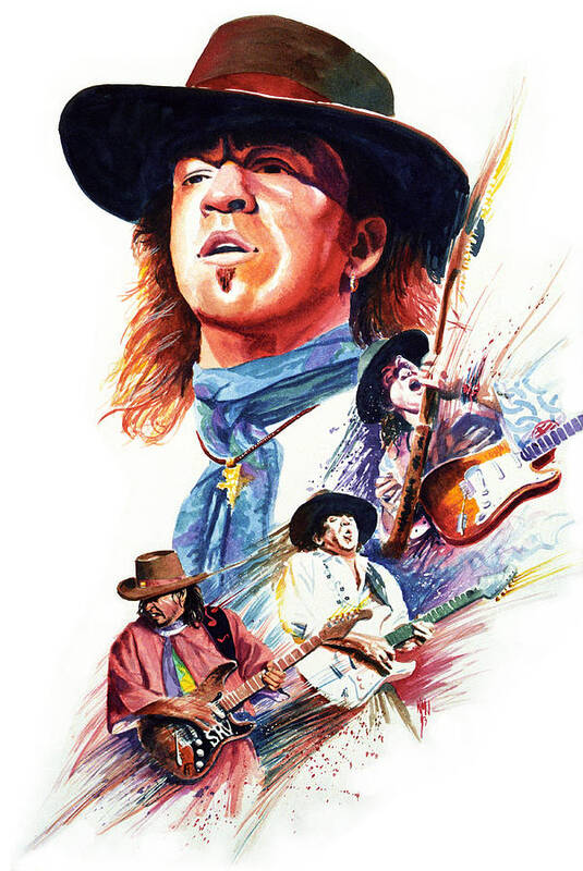 Guitarists Art Print featuring the painting Stevie Ray Vaughn by Ken Meyer jr