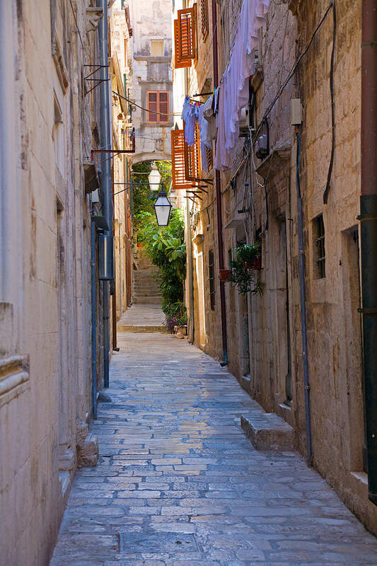 Narrow Art Print featuring the photograph Street in Dubrovnik by Alexey Stiop