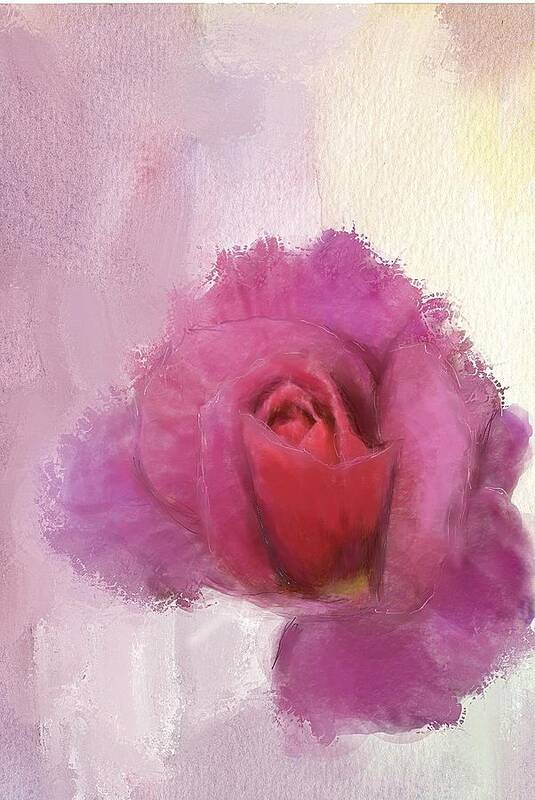 Red Art Print featuring the digital art Summer Rose by Mary M Collins