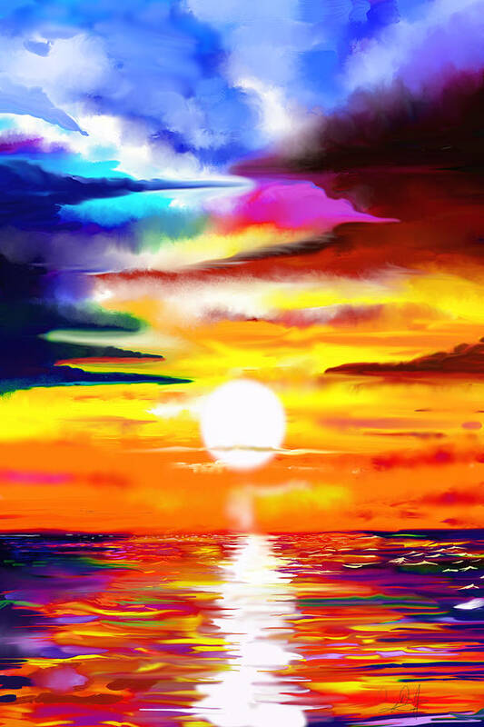 Sky Art Print featuring the digital art Sunset Explosion by Douglas Day Jones