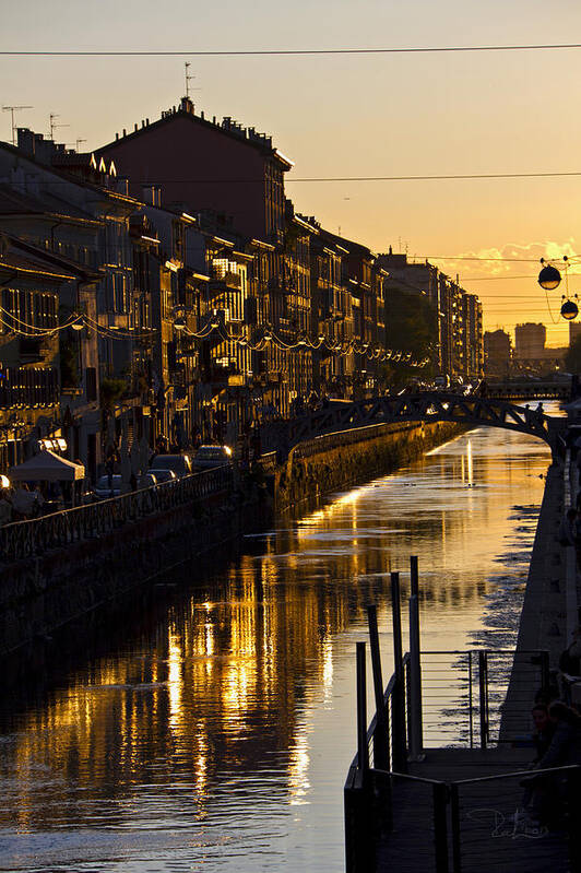 Milano Art Print featuring the photograph Sunset on the Navigli in Milan by Raffaella Lunelli