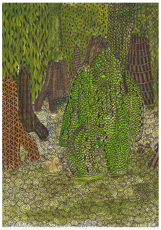 Monster Art Print featuring the mixed media Swamp Monster by Rebecca Klingbeil