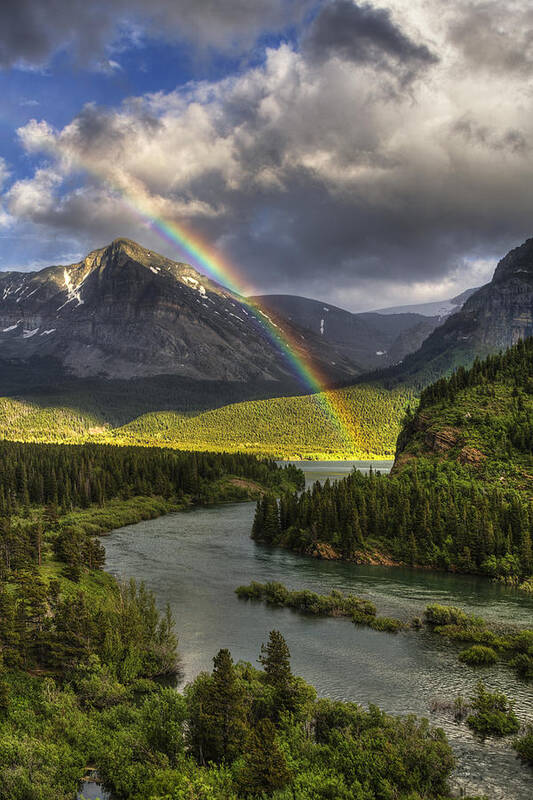 Glacier National Park Art Print featuring the photograph Swiftcurrent River Rainbow by Mark Kiver