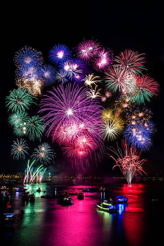 Firework Display Art Print featuring the photograph Taipei With Fireworks by Jung-pang Wu