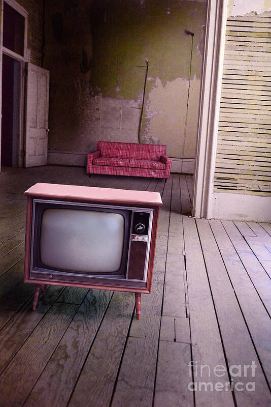 Television Art Print featuring the photograph Television in old abandoned building by Jill Battaglia