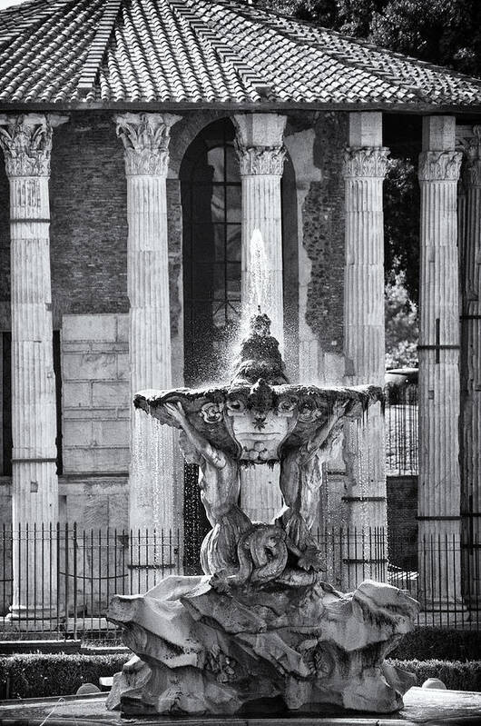 Abandoned Digital Art Art Print featuring the photograph Temple of Hercules and Fountain of the Tritons in Rome by Melany Sarafis