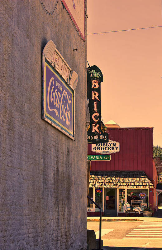Pub Sign Art Print featuring the photograph The Brick at Sunset by Cathy Anderson