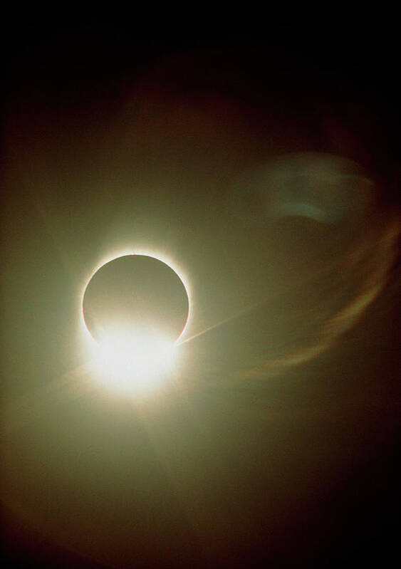 Diamond Ring Effect Art Print featuring the photograph The Diamond Ring Effect During A Solar Eclipse by Rev. Ronald Royer/science Photo Library