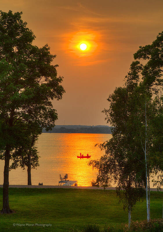 At The Lake Art Print featuring the photograph The End of a Perfect Day by Wayne Moran