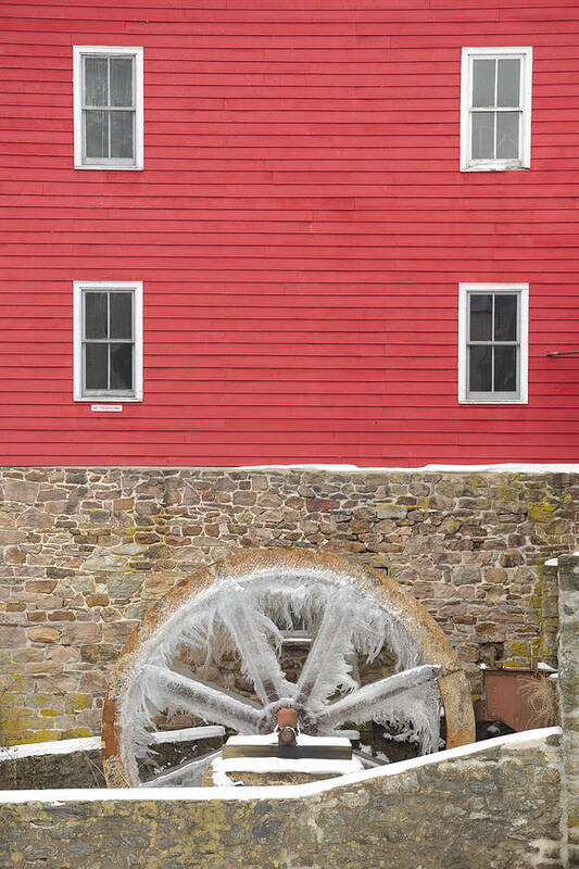 Mill Art Print featuring the photograph The Frozen Wheel by Mark Rogers