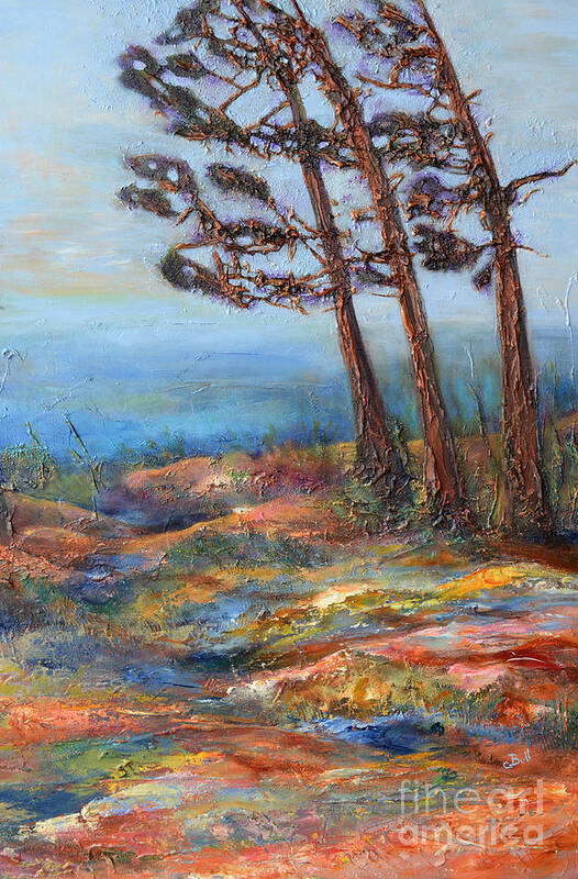 Pine Trees Art Print featuring the painting The Guardians by Claire Bull