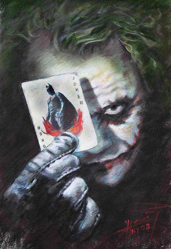 The Joker Heath Ledger Art Print featuring the drawing The Joker Heath Ledger by Viola El