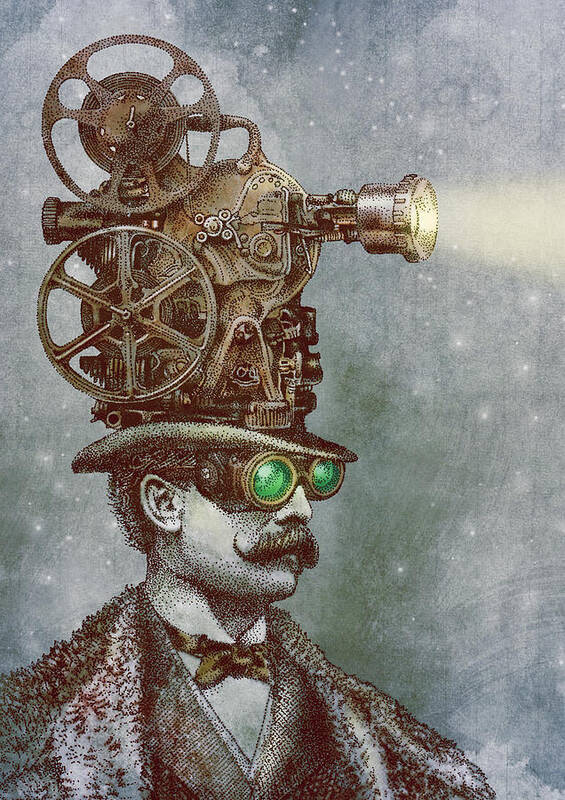 Projector Art Print featuring the drawing The Projectionist by Eric Fan