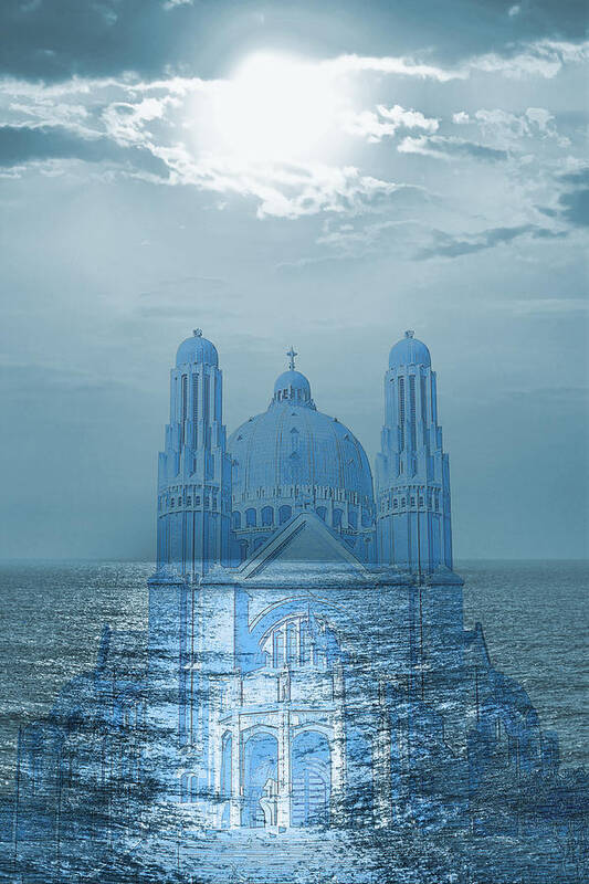Digital Art Art Print featuring the photograph The Sea Church by Angel Jesus De la Fuente