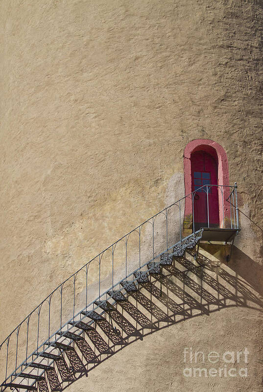 Castle Art Print featuring the photograph The Staircase to the Red Door by Heiko Koehrer-Wagner