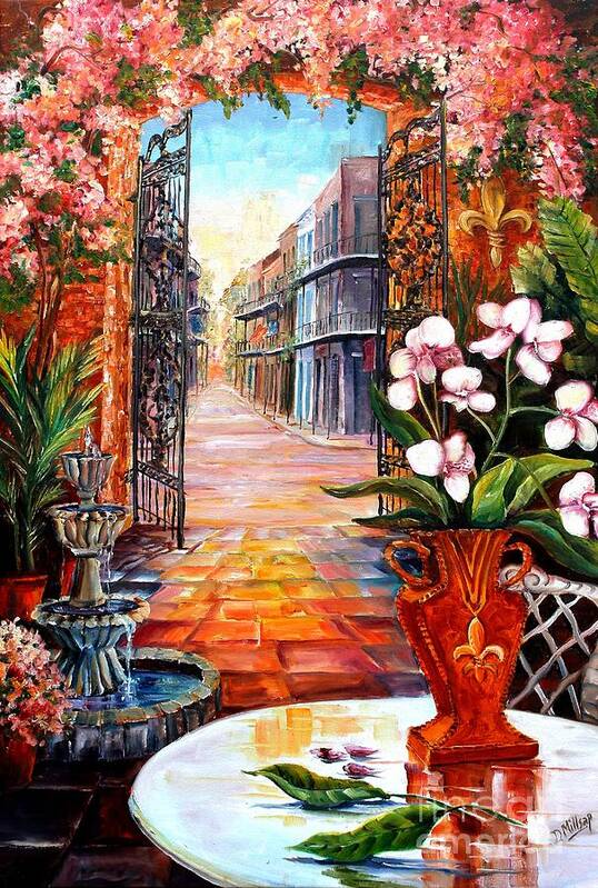 New Orleans Art Print featuring the painting The View from a Courtyard by Diane Millsap