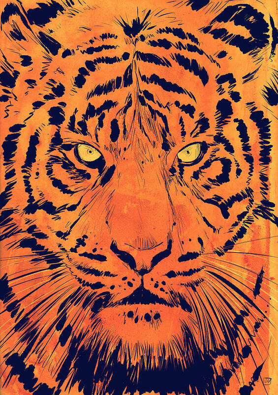 Giuseppe Cristiano Art Print featuring the drawing Tiger by Giuseppe Cristiano