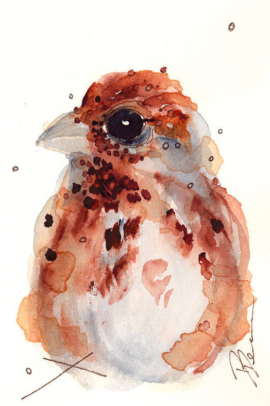 Watercolor Art Print featuring the painting Tiny Sparrow by Dawn Derman