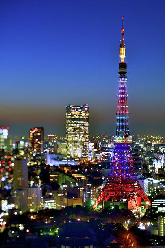 Tokyo Tower Art Print featuring the photograph Tokyo Tower 2020 At Twilight by Vladimir Zakharov