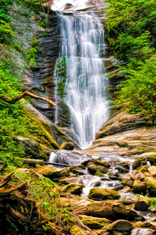 Waterfalls Toms Creek Falls Art Print featuring the photograph Toms Creek Falls in Marion North Carolina by Ginger Wakem