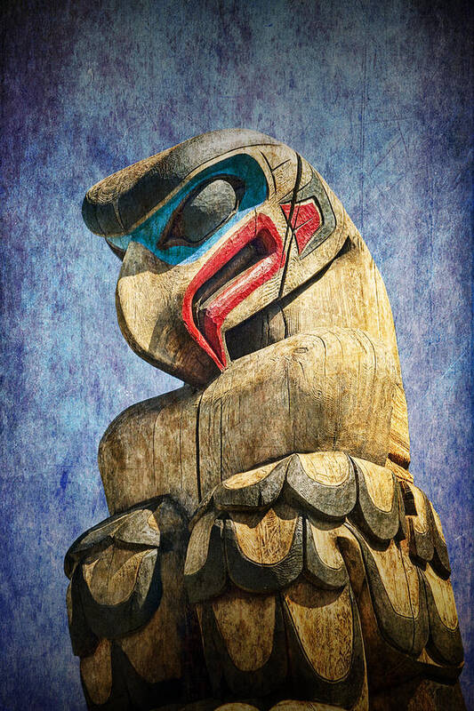 Totem Art Print featuring the photograph Totem Pole on Vancouver Island in the Pacific Northwest No. OL 1400 3 by Randall Nyhof