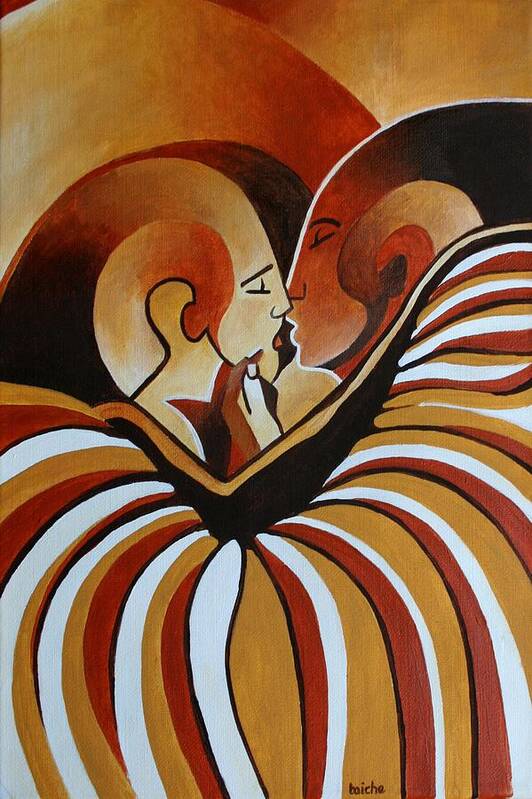 Couple Art Print featuring the painting Touched By Africa I by Taiche Acrylic Art