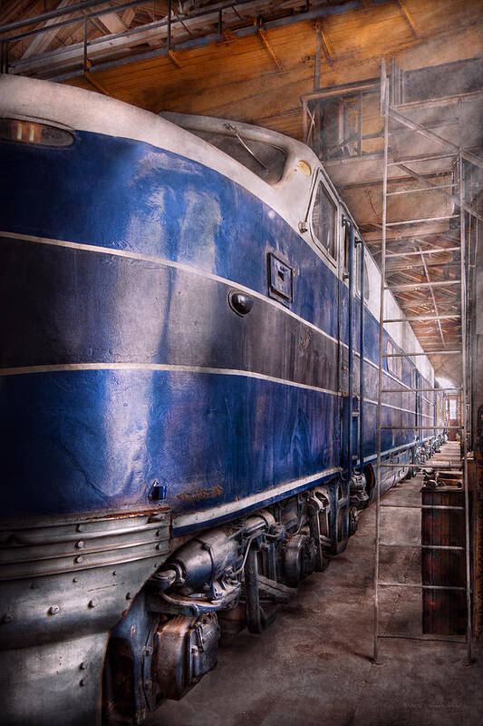 Savad Art Print featuring the photograph Train - The maintenance facility by Mike Savad