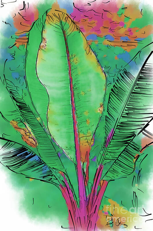 Tropical Art Print featuring the painting Tropical Foliage by Kirt Tisdale