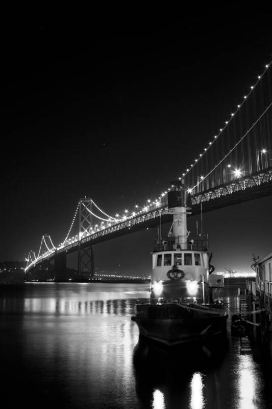Tugboat Art Print featuring the photograph Tugboat Under the Bay Bridge by Bryant Coffey
