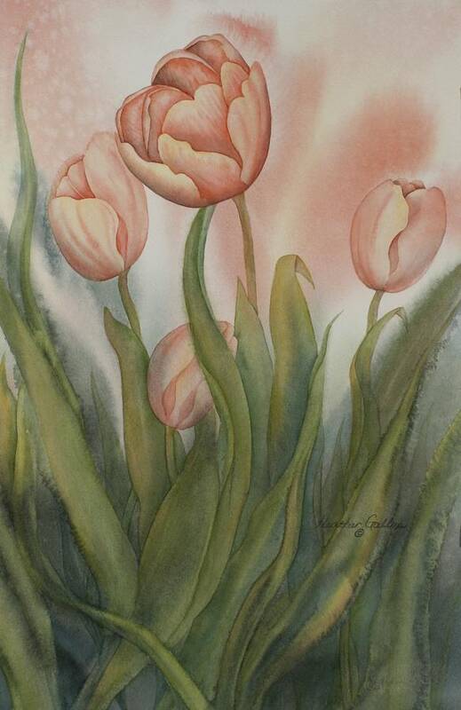 Tulips Art Print featuring the painting Tulip Dance by Heather Gallup