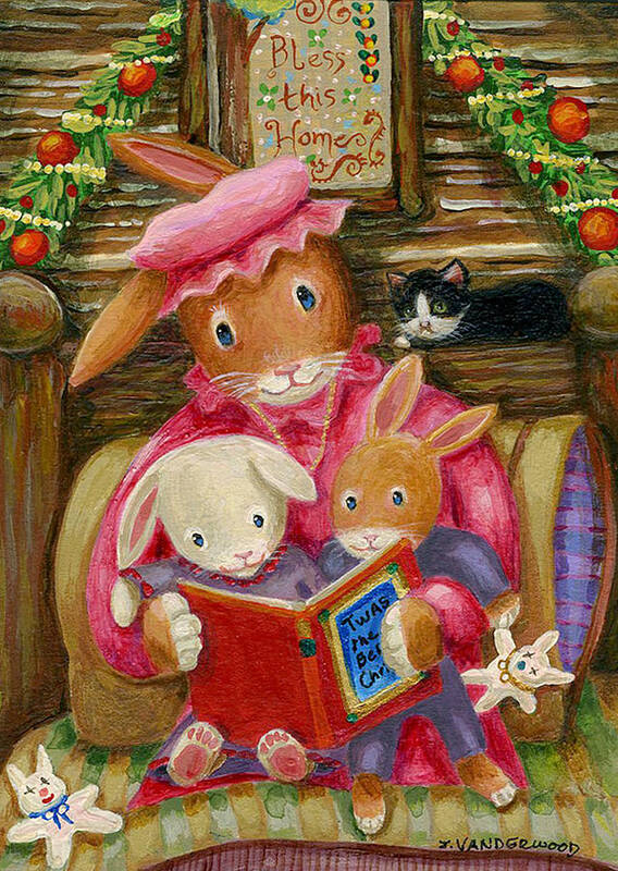 Rabbit Art Print featuring the painting Twas by Jacquelin L Vanderwood Westerman