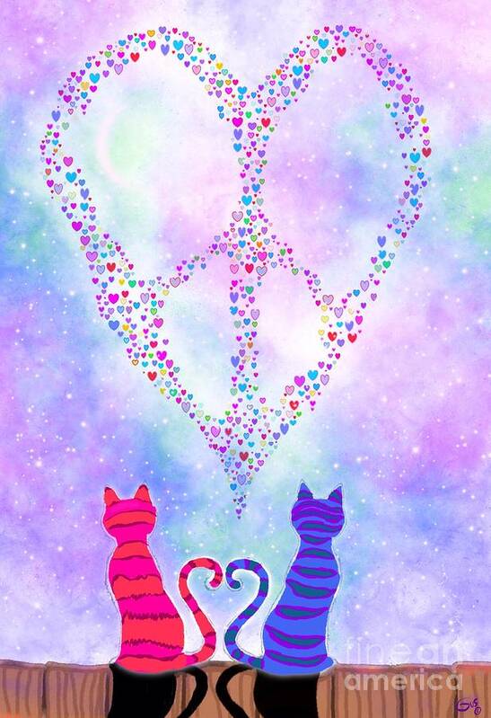 Cats Art Print featuring the painting Two of Hearts by Nick Gustafson