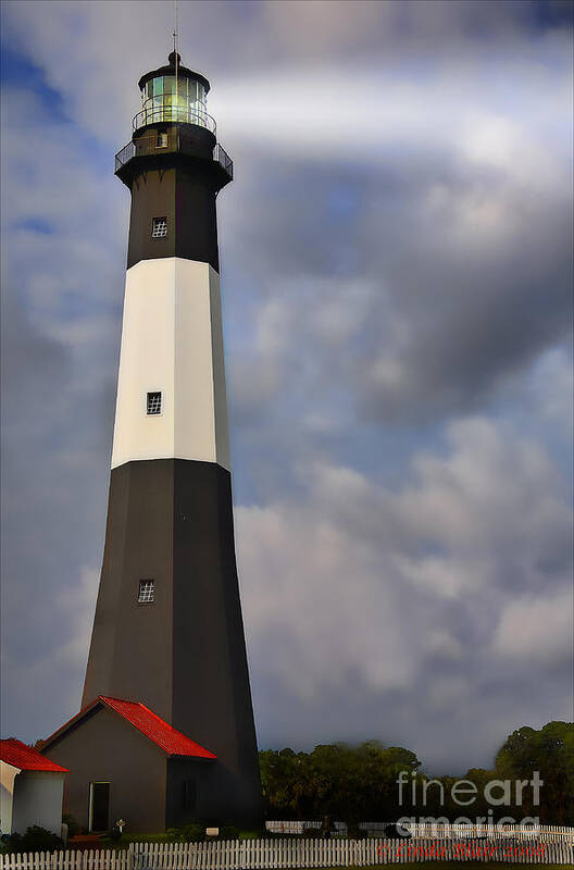 Lighthouse Art Print featuring the painting Tybee Lighthouse by Linda Blair