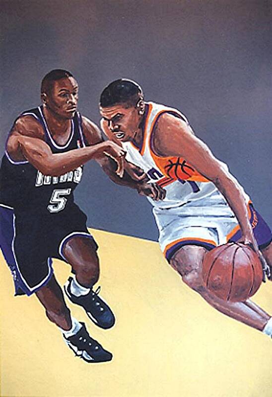 Sacramento Art Print featuring the painting Tyus Edney and Kevin Johnson by Paul Guyer