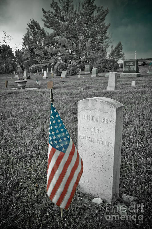 Nehemiah Fry Art Print featuring the photograph Union Army Civil War Veteran Headstone by James BO Insogna