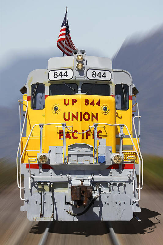 Transportation Art Print featuring the photograph Union Pacific 844 on the Move by Mike McGlothlen