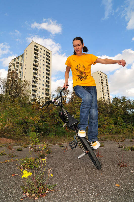 Bmx Flatland Art Print featuring the photograph Urban BMX Flatland with Monika Hinz by Matthias Hauser